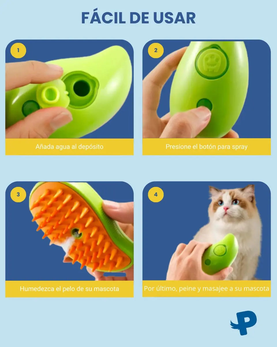 CEPILLO DE VAPOR PARA MASCOTAS 3 EN 1